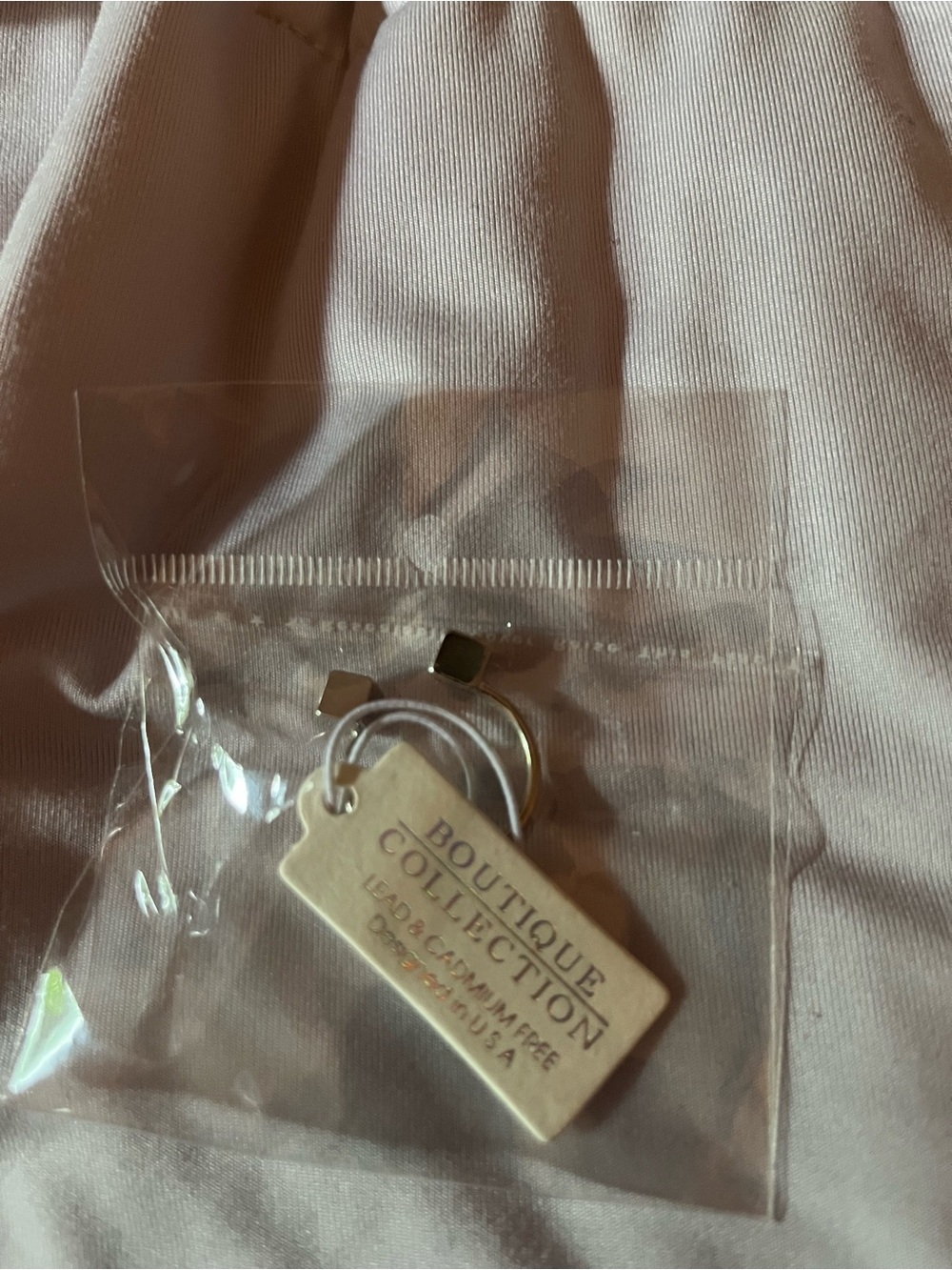 Minimalist silver tone adjustable size ring NIB
